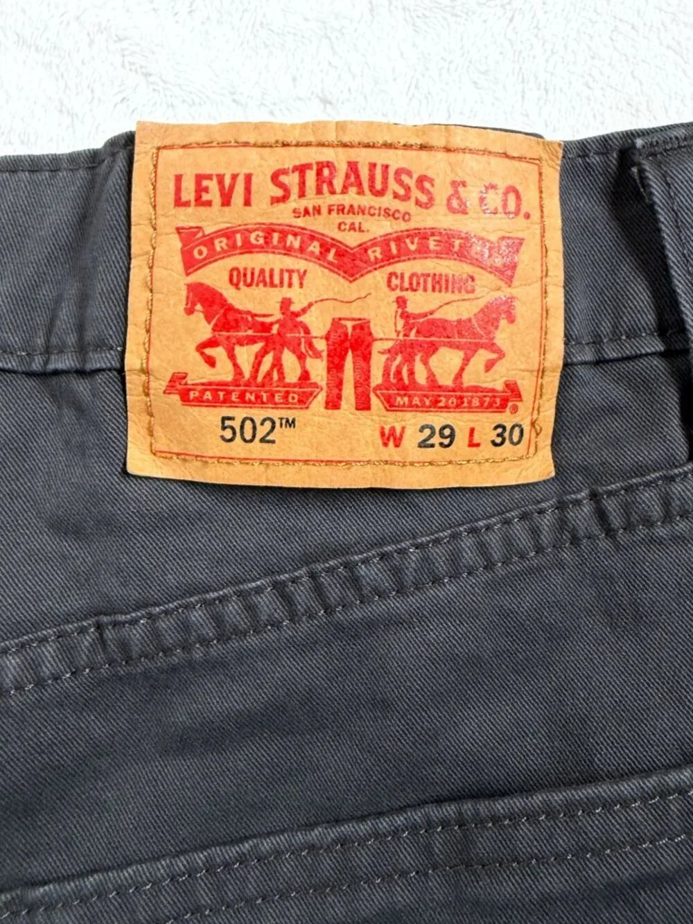 Levi's 502 Mens Black Taper Jeans Size W29 L30 Stretch Cotton Stretch Mid-Rise